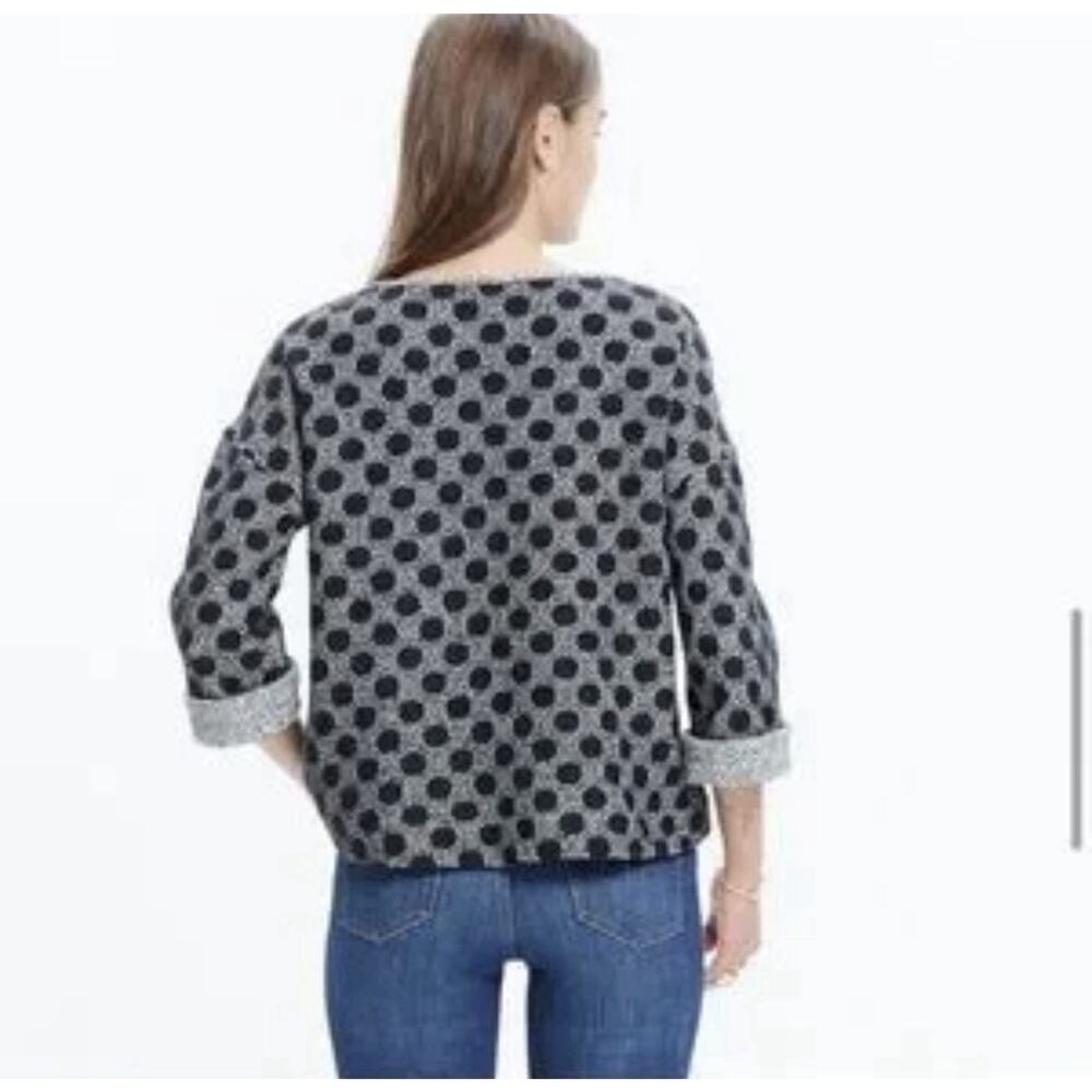 Madewell Reversible Marled Dot Sweater XS Boxy Fit Gray Black Polka Dot Pullover - Picture 2 of 13